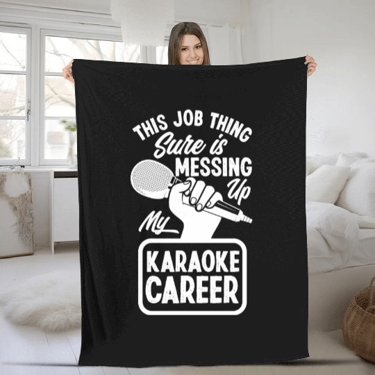 Funny Karaoke Singer Singing Musician Karaoke Gift Fleece Blankets