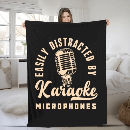 Funny Karaoke Singer Singing Musician Karaoke Gift Fleece Blankets