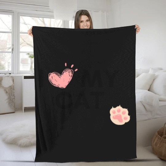 I Love my Cat Fleece Blankets