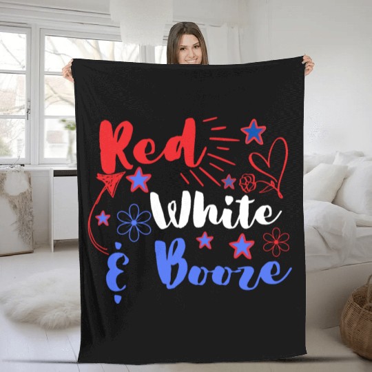 Red white and booze. Fleece Blankets