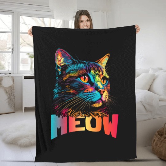 Meow Cat Fleece Blankets