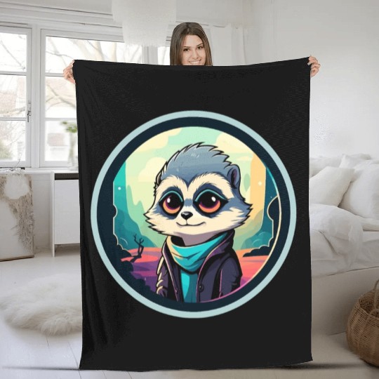 Meerkat Illustration Fleece Blankets