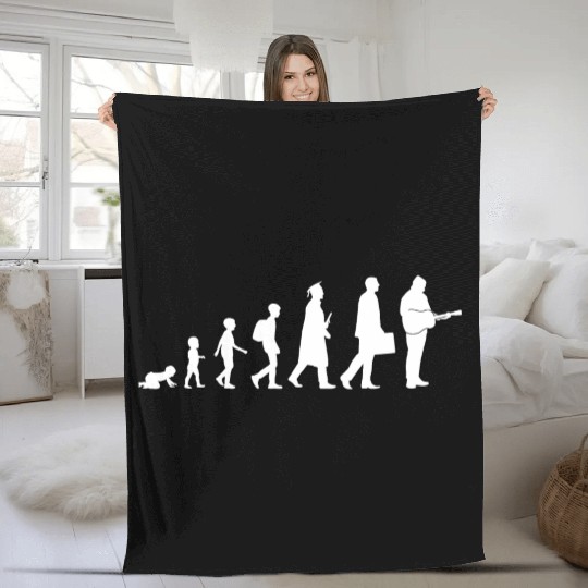 Kid to Guitar Player Fleece Blankets
