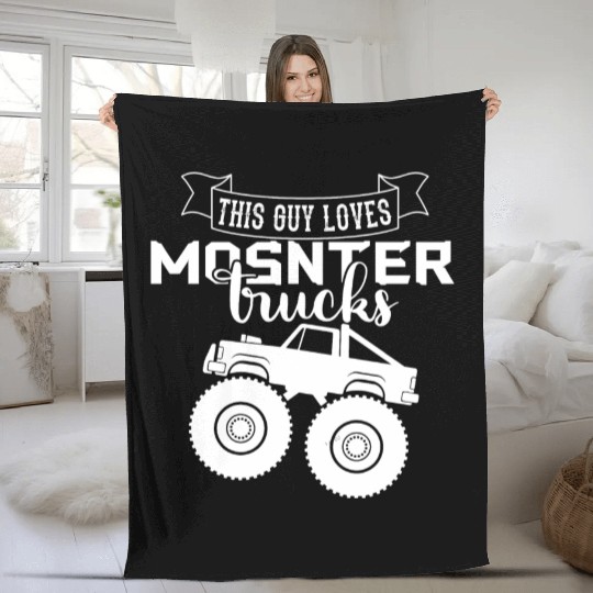 THIS GUY LOVES MONSTER TRUCKS Fleece Blankets