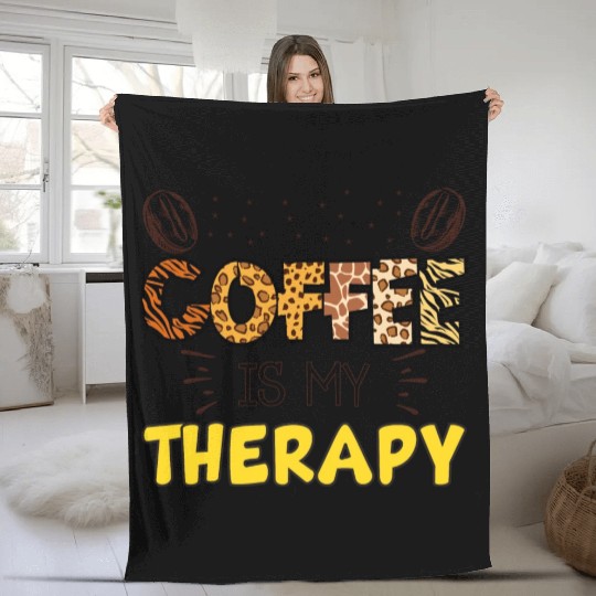 Coffee Lover Fleece Blankets - Coffee Is My Therapy