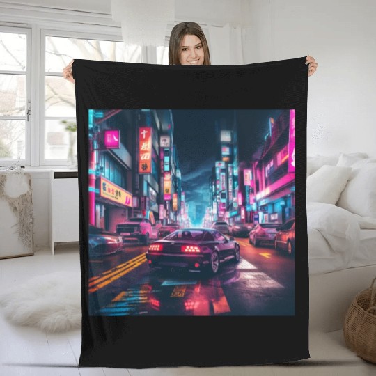 Vaporwave Tokyo Fleece Blankets