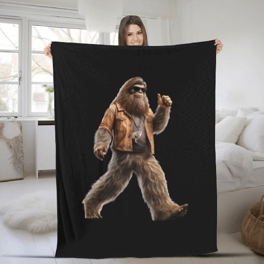 Bigfoot Sasquatch Rock Fleece Blankets