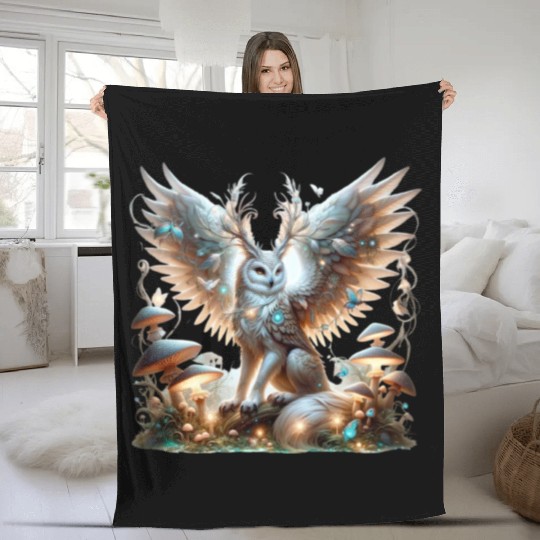 Mystic Owl of the Enchanted Forest Fleece Blankets