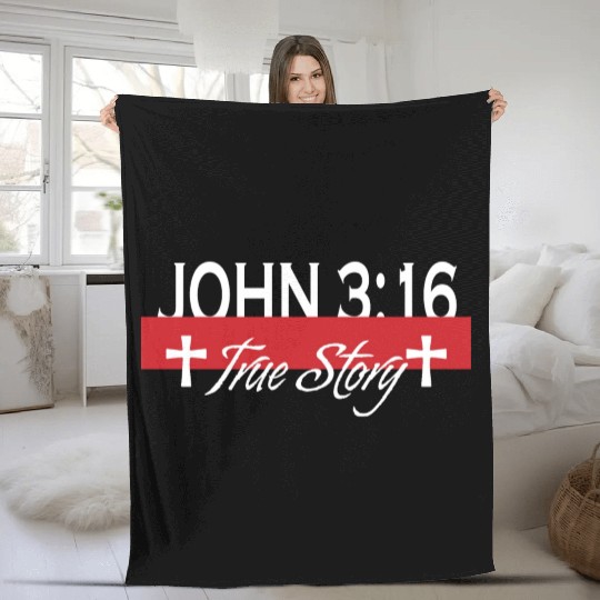 John 3:16 True Story Love Jesus Christian Fleece Blankets