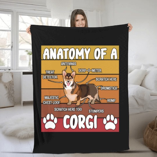 Anatomy of a Welsh Corgi Dog Pet Lover Fleece Blankets