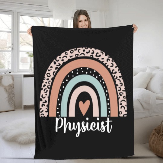 Physicist Rainbow Leopard Funny Physicist Fleece Blankets