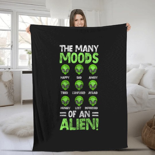 Alien Space Earthling Mars Fleece Blankets