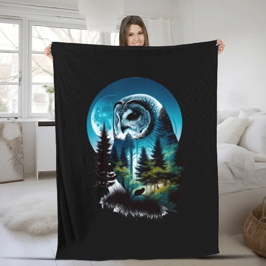 Nature in Owl Pattern Fleece Blankets