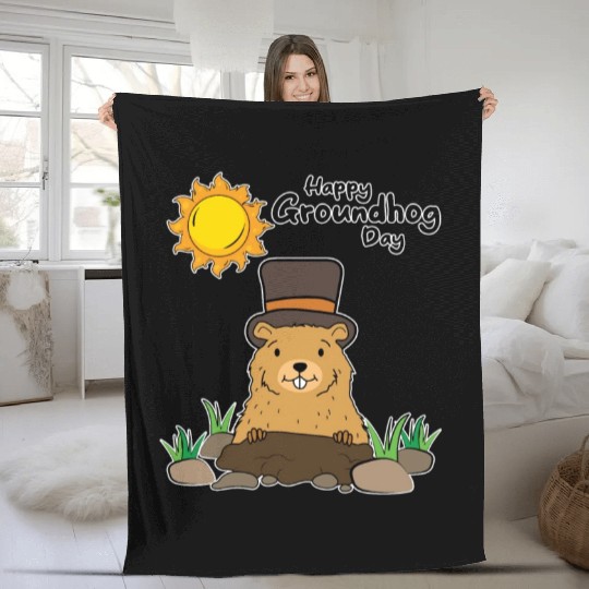 Happy Groundhog Day Animal Groundhog Spirit Rodent Fleece Blankets
