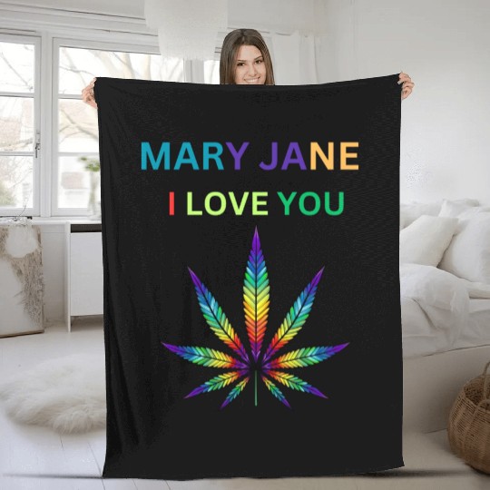 MARY JANE, Marijuana lover, Cannabis Fleece Blankets