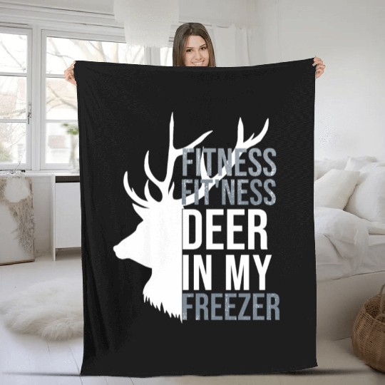 I'm Into Fitness Fit'Ness Deer In My Freezer Deer Fleece Blankets