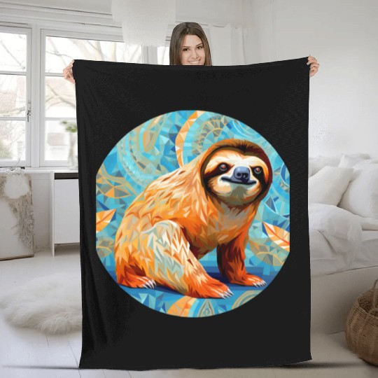 Mosaic Mandala Sloth Fleece Blankets