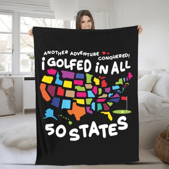 I Golfed in all 50 States USA Map Golf Bucket List Fleece Blankets