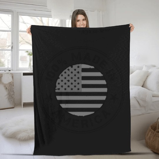 USA Made in America flag Fleece Blankets