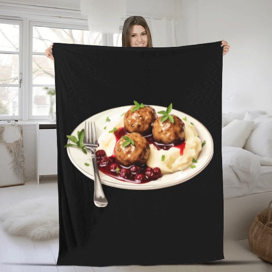 Swedish Meatballs Served With Mashed Potatoes and Fleece Blankets