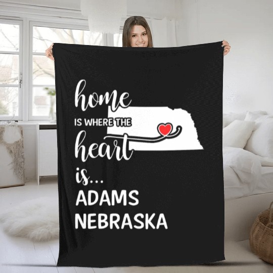 Adams County Nebraska Is Where My Heart Is Gift Fleece Blankets