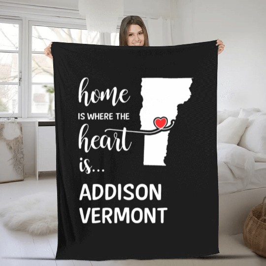 Addison County Vermont Is Where My Heart Is Gift Fleece Blankets