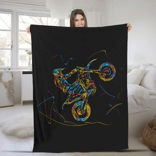 Dirt Bike Motocross Fleece Blankets
