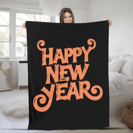 Happy New Year Typography design Fleece Blankets