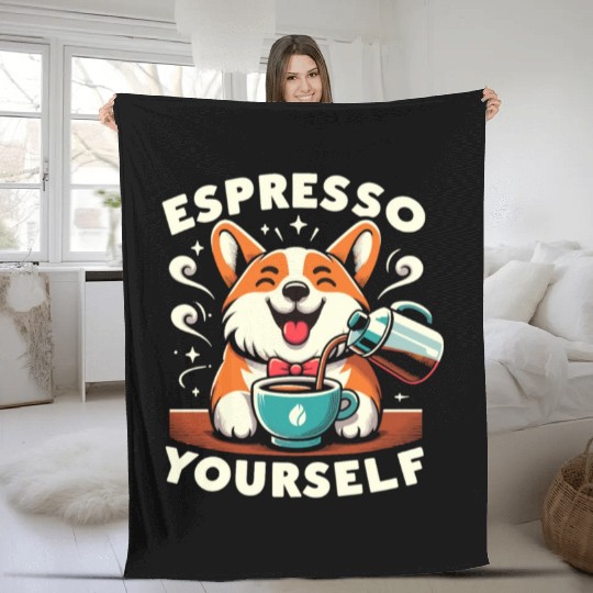 corgi espresso yourself Fleece Blankets
