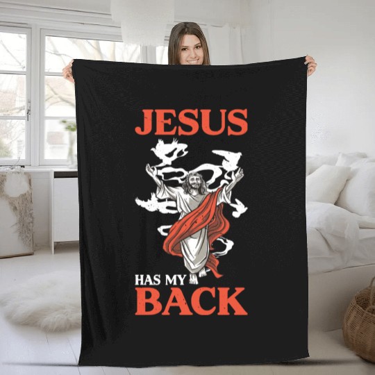 Jesus Has My Back 16 Fleece Blankets