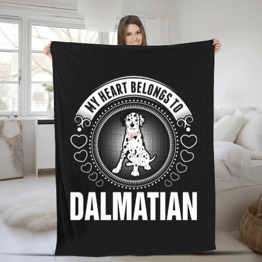 My Heart Belongs To Dalmatian Dog Fleece Blankets