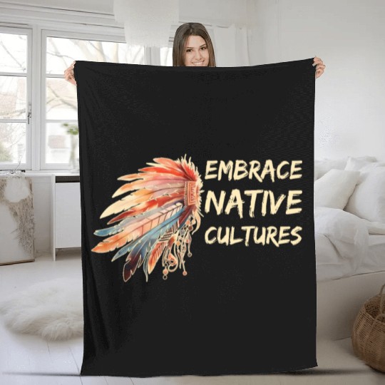 Embrace Native Cultures National Indigenous People Fleece Blankets
