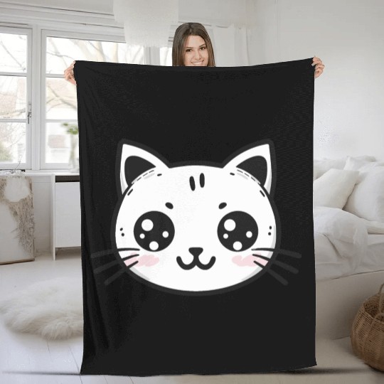 Cute Cat - Kawaii Kitten - cat lovers Fleece Blankets