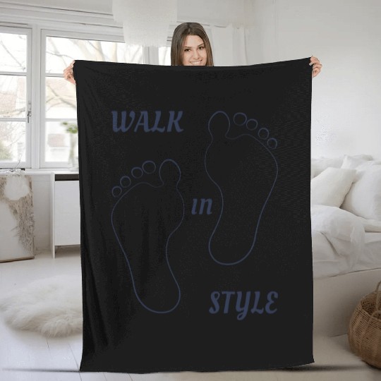 Walk in style - Navy Blue Fleece Blankets