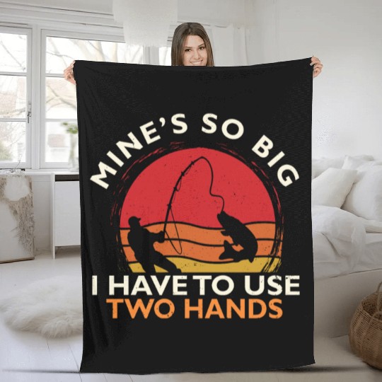 Funny Fishing Mine's Big Use Two Hands Bass Fish Fleece Blankets