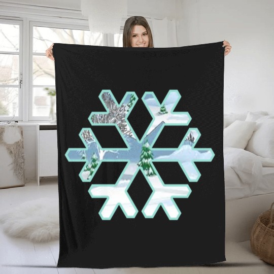 Teal Snowflake Fleece Blankets