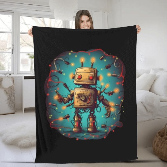 Tangled Techmas Bot Fleece Blankets