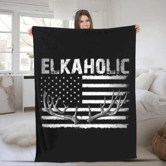 Elk Hunting Elkaholic Hunters Fleece Blankets