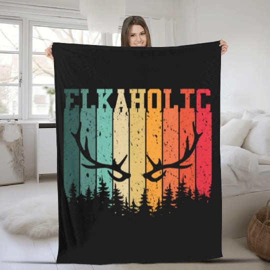 Elk Hunting Elkaholic Hunters Fleece Blankets