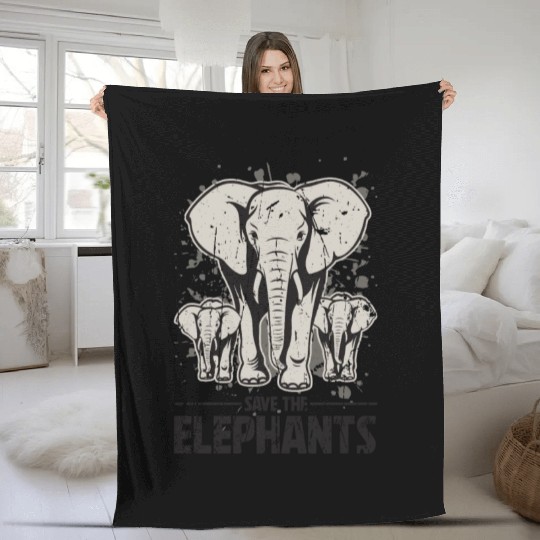 Save the Elephants - Elephant Fleece Blankets