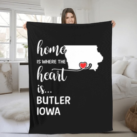 Butler County Iowa Is Where My Heart Is Gift Fleece Blankets