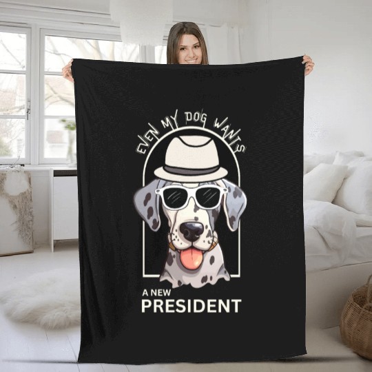 Dalmatian US Dog Patriotic Wants New US president Fleece Blankets