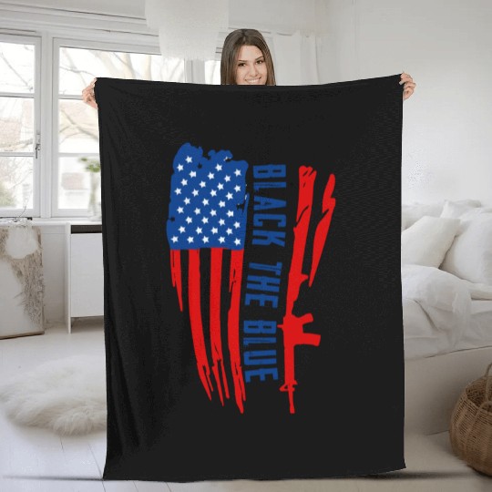 Black the blue American Oilfield USA Flag Fleece Blankets