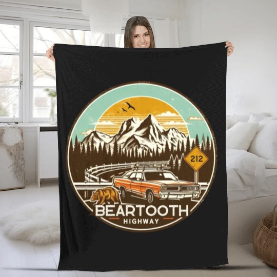 Beartooth Highway US 212 Fleece Blankets
