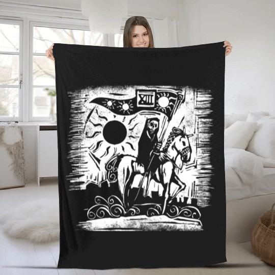 Tarot Death Card Blackcraft Fleece Blankets