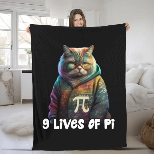 Pi Day Cat Funny Cute Math Science Teacher Cat Fleece Blankets