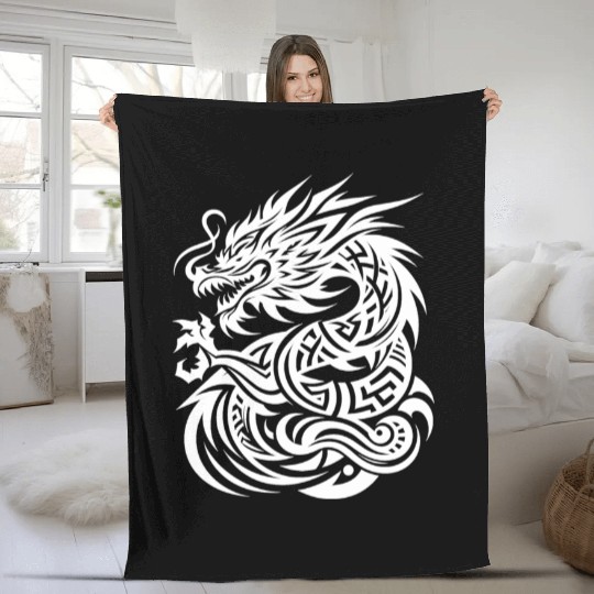 Dragon T Tattoo Elegant Artistic Design Fleece Blankets