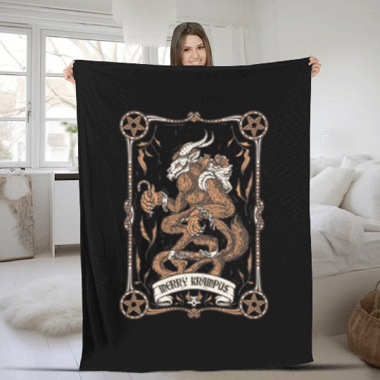 Merry krampus Fleece Blankets