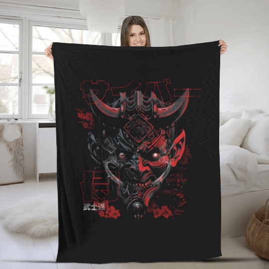 Oni cyberpunk Fleece Blankets
