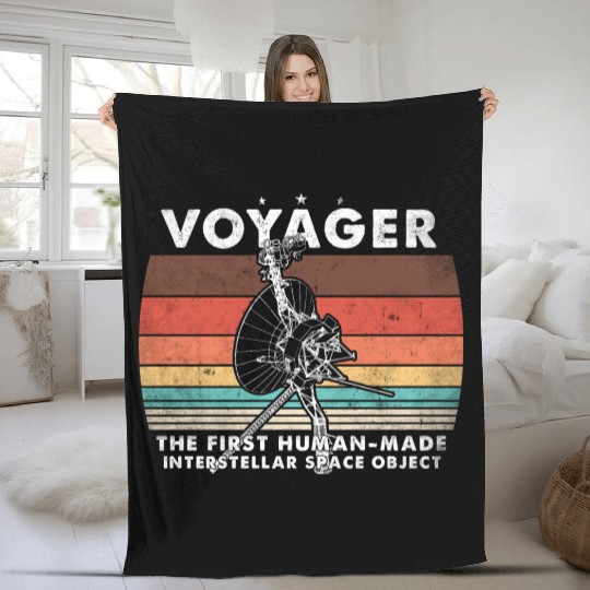 Voyager 1977 Retro Space Probe Mission Fleece Blankets